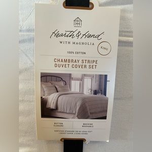NWT Hearth and Hand Magnolia 100% Cotton Duvet Cover with Shams - King